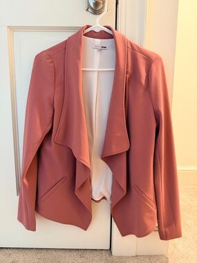 Fashion Nova Rose Blush Draped Open Front Blazer